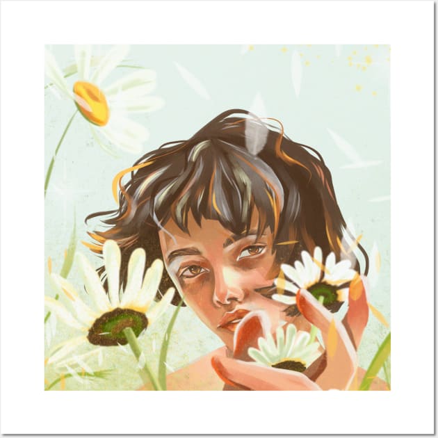 girl with flowers Wall Art by SharandinaArt